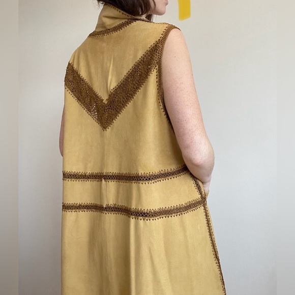 Free People suede Mini Dress vest duster crochet NEW - Picture 4 of 10